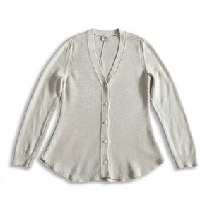 CAbi Shirt Tail Ribbed Light Gray Women's Button Front Cardigan Style #3161